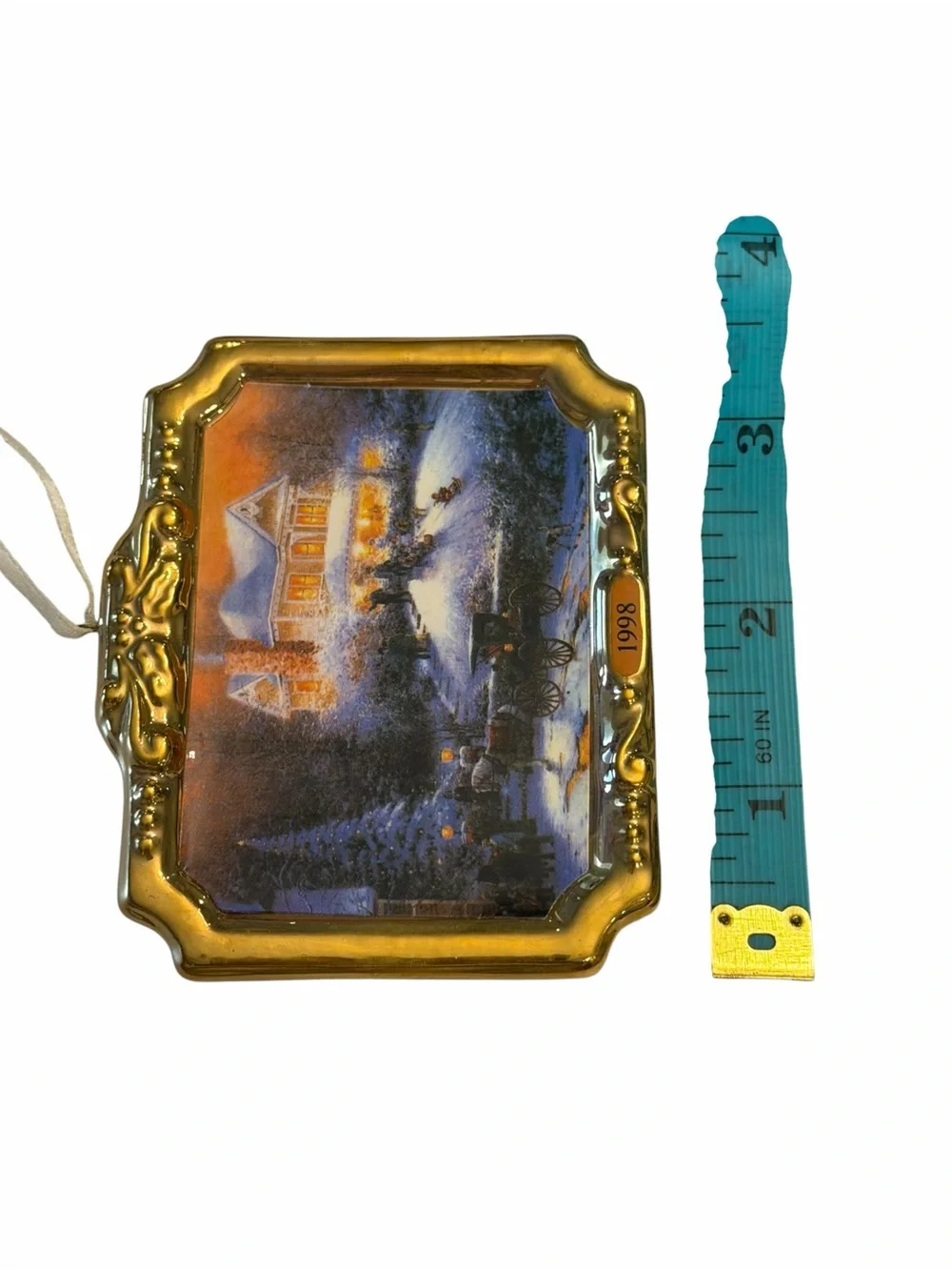 Hallmark 1998 Ceramic Ornament Victorian Christmas II Thomas Kinkade Winter Snow